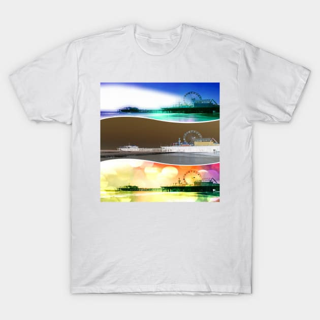 Santa Monica Pier Tricolor T-Shirt by Christine aka stine1